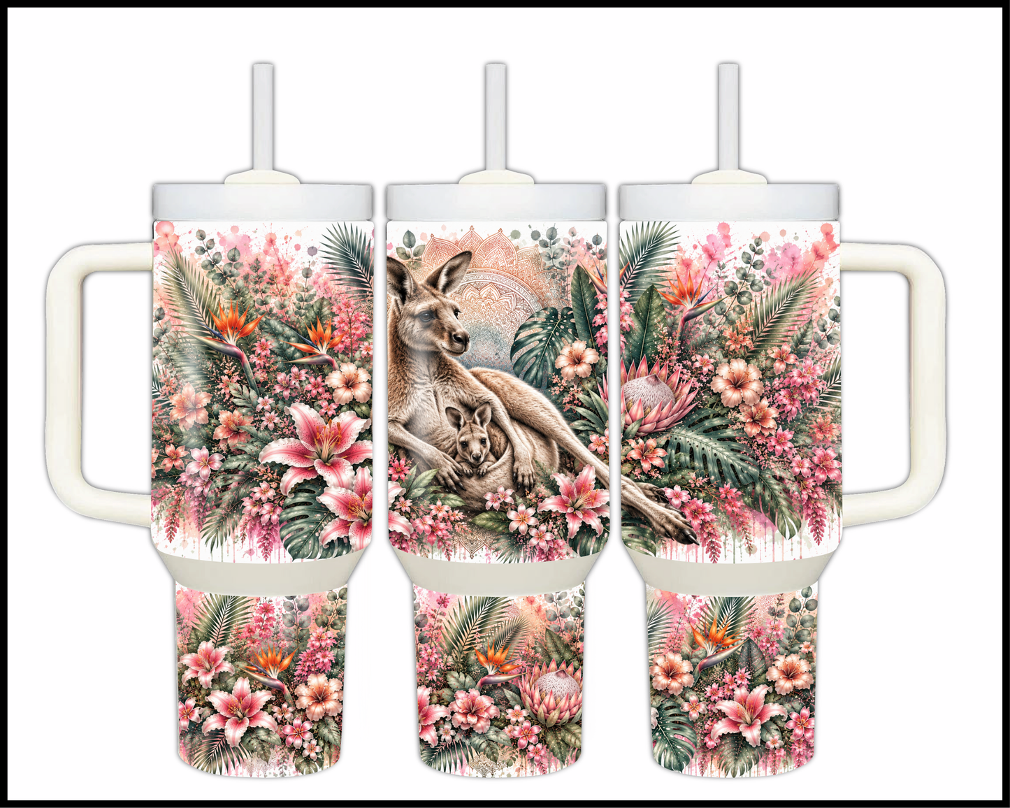 Botanical Bliss - Kangaroo Big Guzzler Stainless Steel Tumbler (1245)