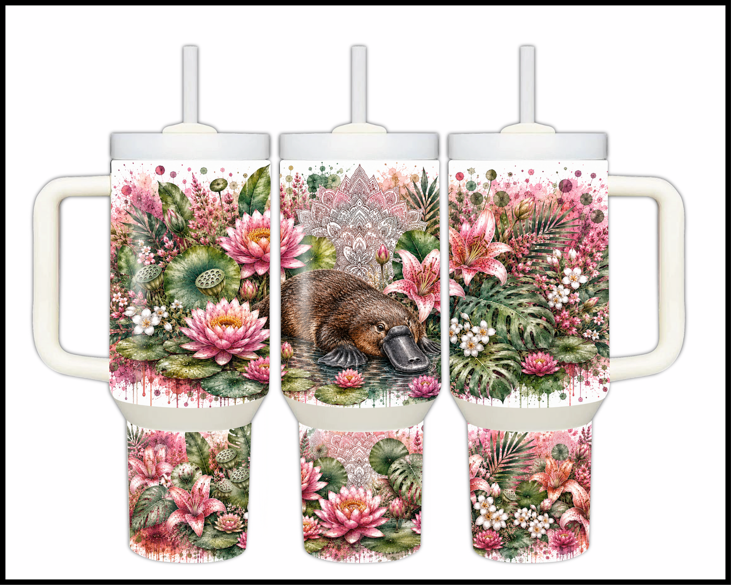 Botanical Bliss - Platypus Big Guzzler Stainless Steel Tumbler (1246)