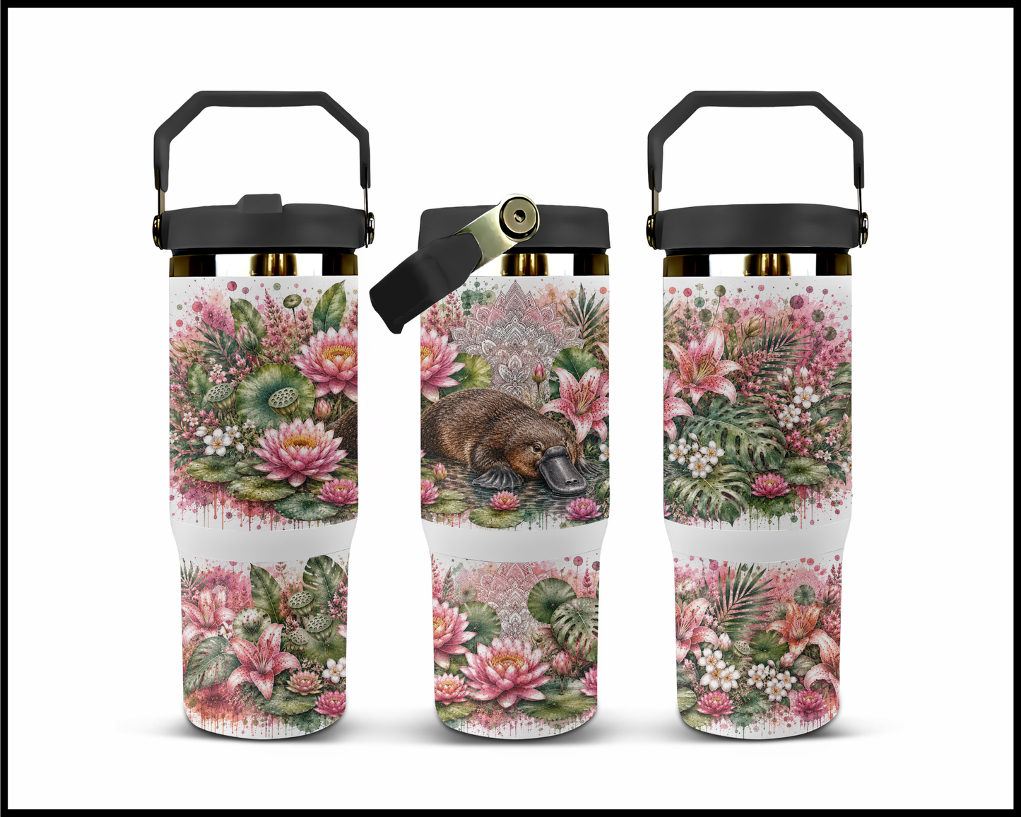 Botanical Bliss - Platypus Big Guzzler Stainless Steel Tumbler (1246)