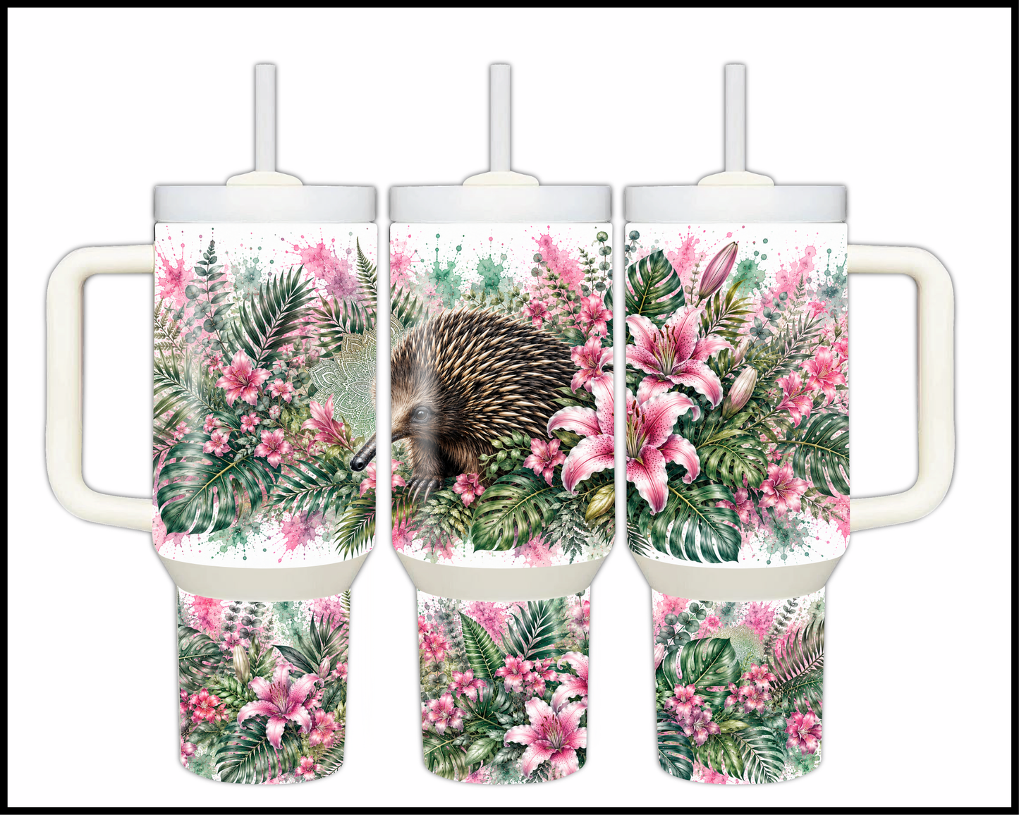 Botanical Bliss - Echidna Big Guzzler Stainless Steel Tumbler (1247)