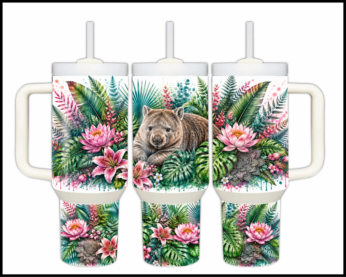 Botanical Bliss - Wombat Big Guzzler Stainless Steel Tumbler (1248)
