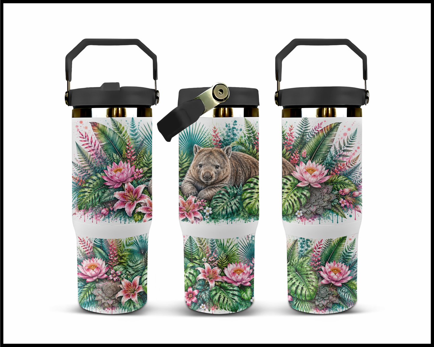 Botanical Bliss - Wombat Big Guzzler Stainless Steel Tumbler (1248)