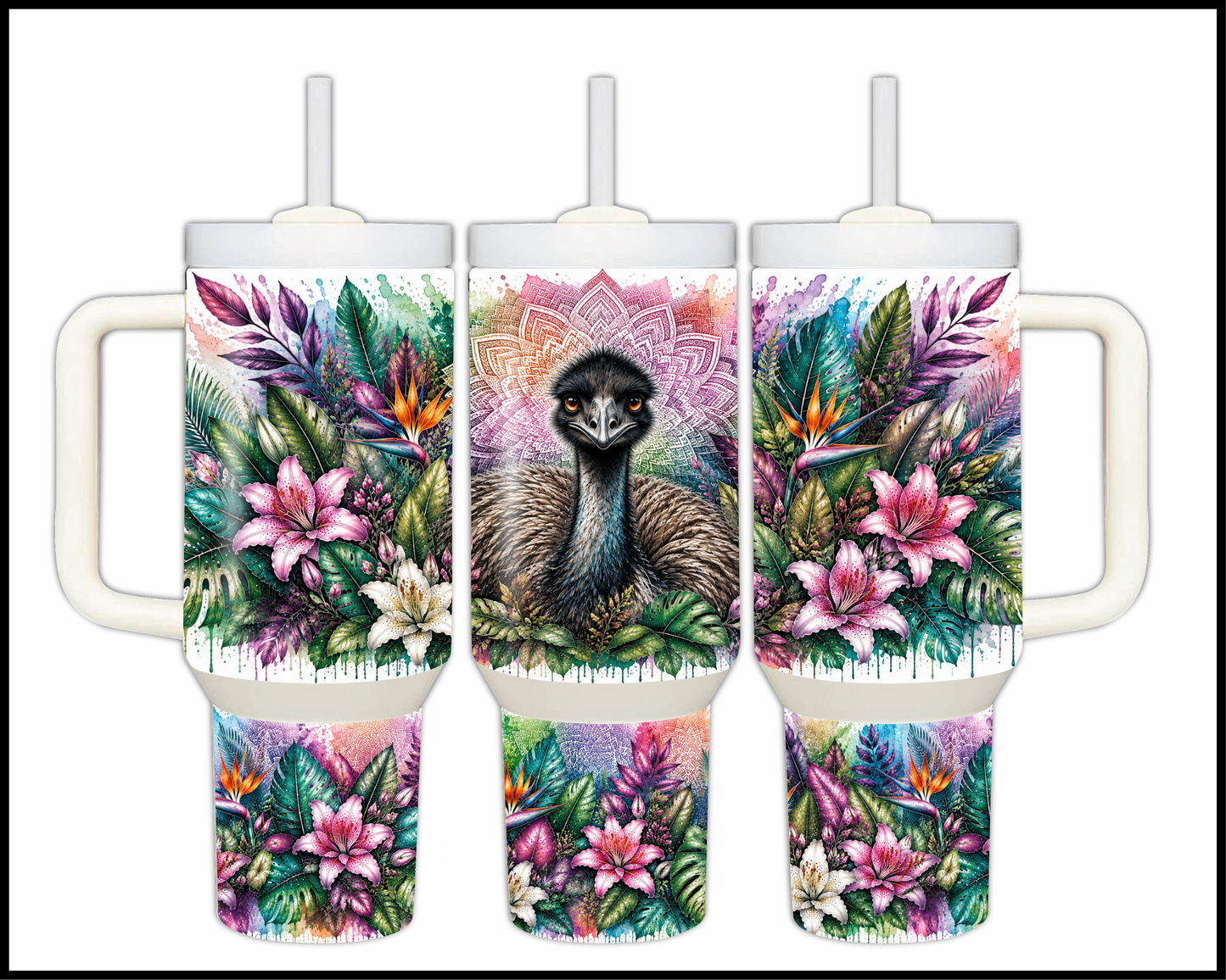 Botanical Bliss - Emu Big Guzzler Stainless Steel Tumbler (1249)