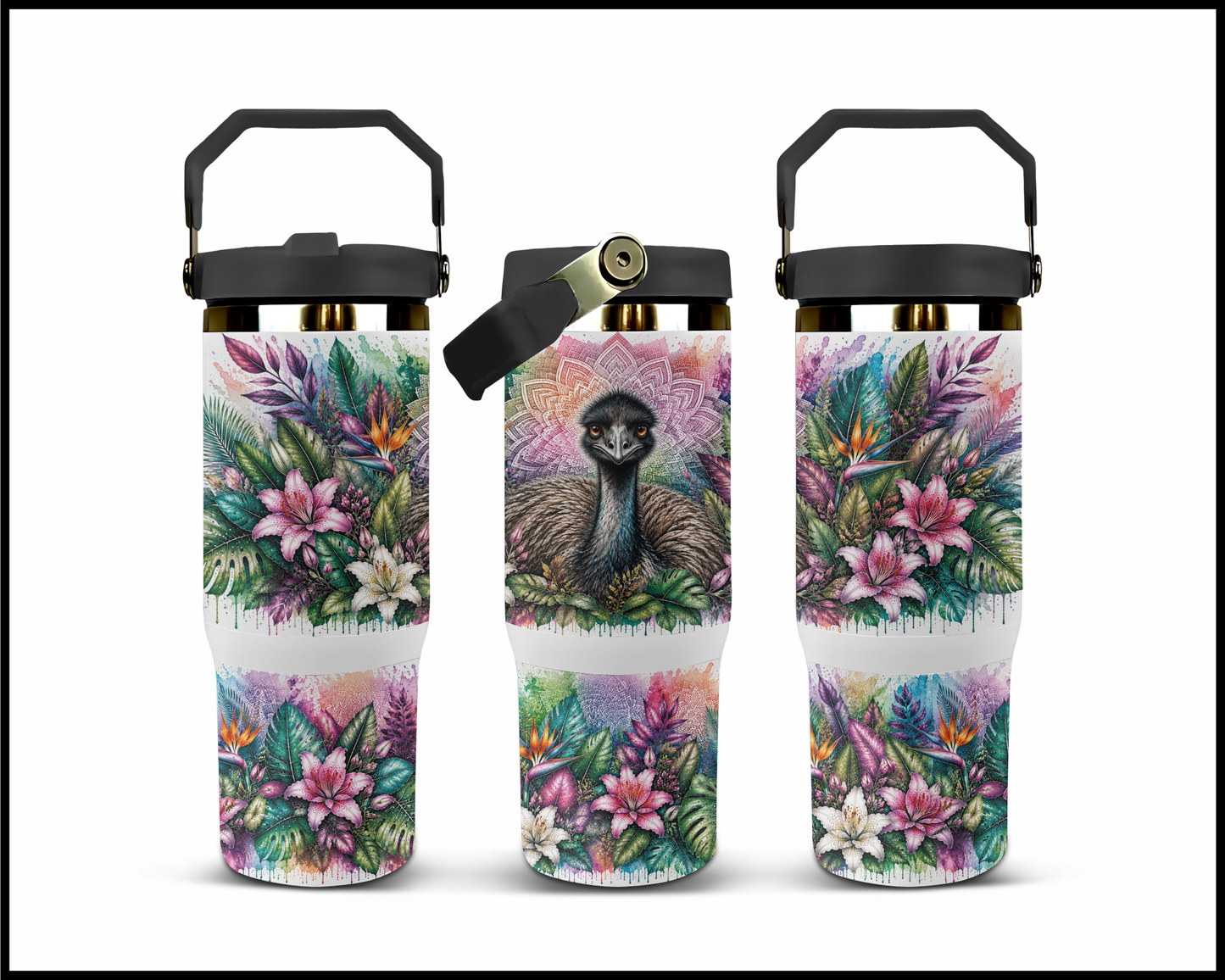 Botanical Bliss - Emu Big Guzzler Stainless Steel Tumbler (1249)