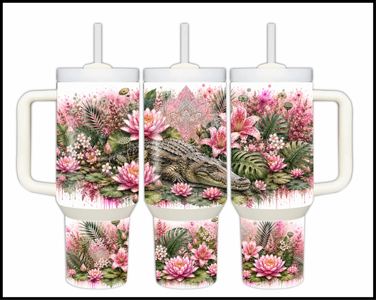 Botanical Bliss - Crocodile Guzzler Stainless Steel Tumbler (1252)