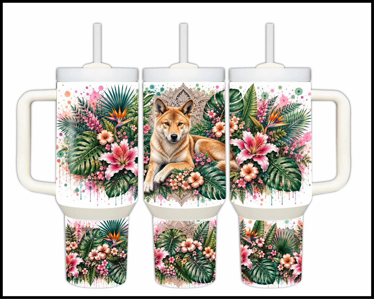 Botanical Bliss - Dingo Big Guzzler Stainless Steel Tumbler (1253)