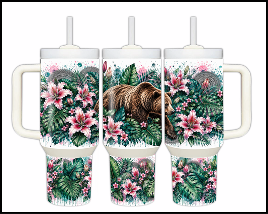 Botanical Bliss - Grizzly Bear Big Guzzler Stainless Steel Tumbler (1256)