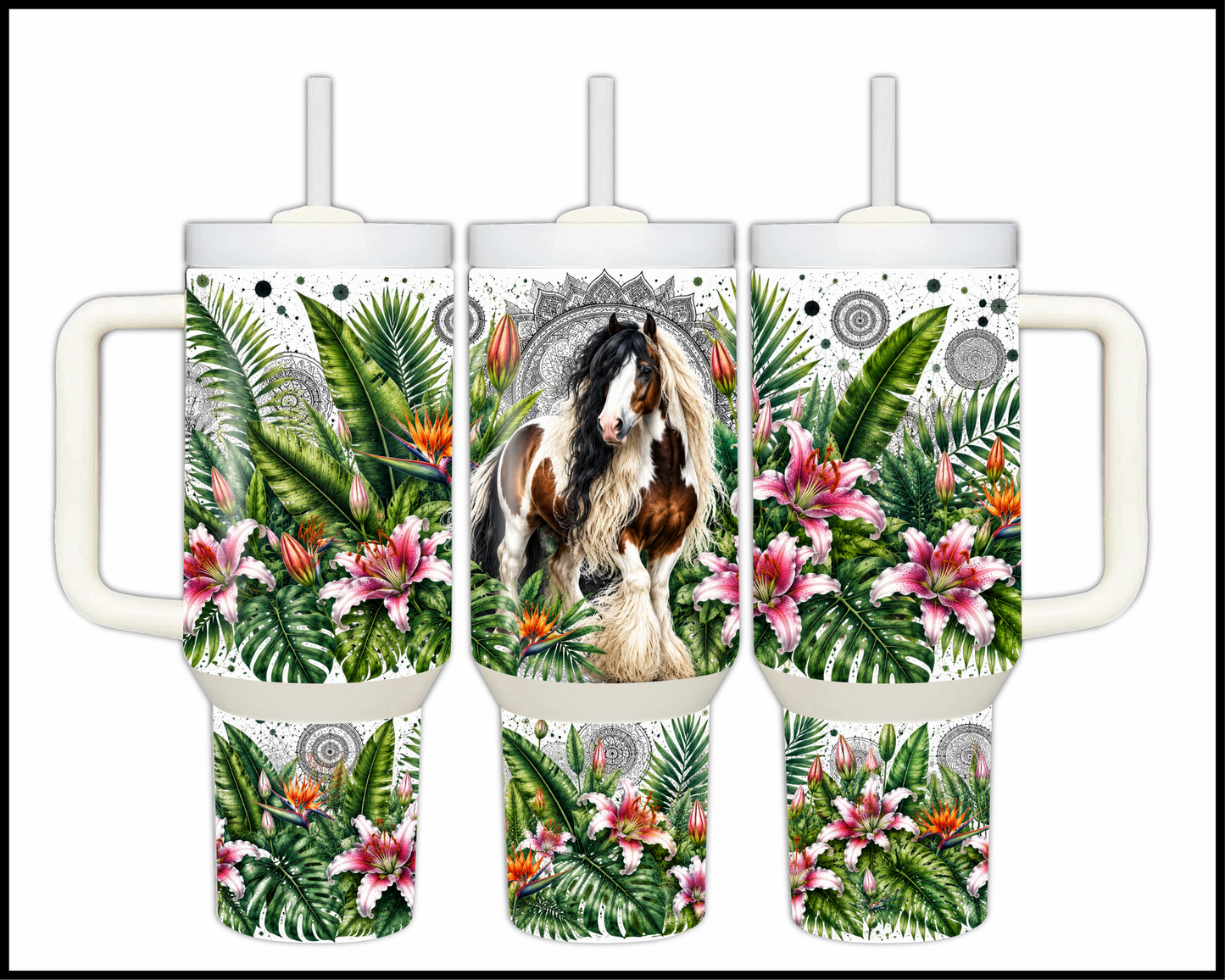 Botanical Bliss - Gypsy Vannerhouse Horsee Big Guzzler Stainless Steel Tumbler (1260)