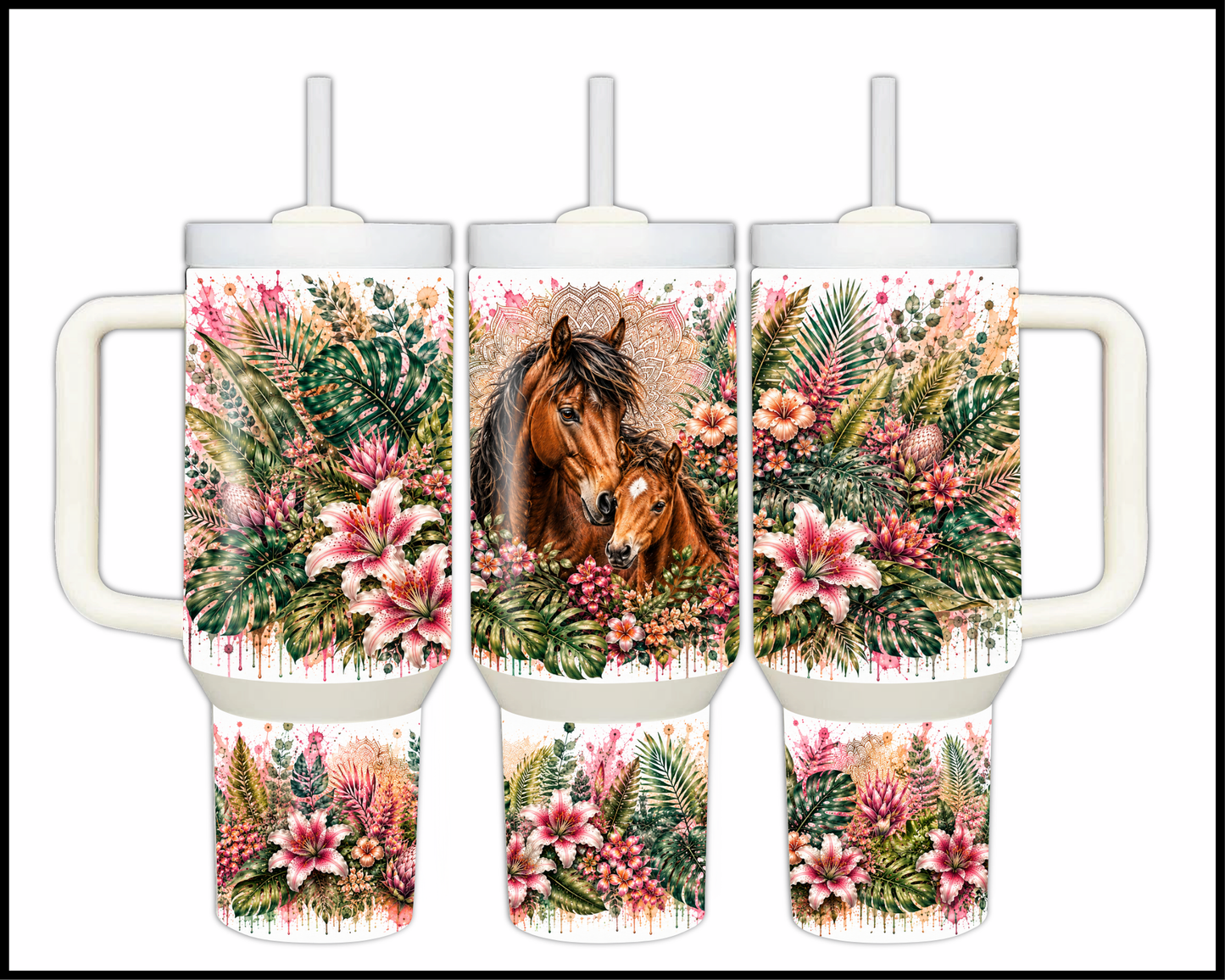 Botanical Bliss - Horse & Foul Big Guzzler Stainless Steel Tumbler (1263)