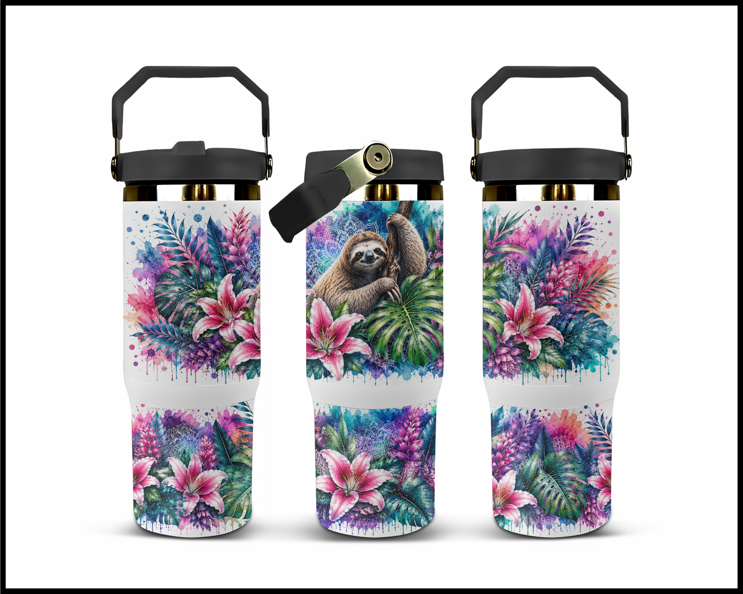 Botanical Bliss - Sloth Big Guzzler Stainless Steel Tumbler (1264)