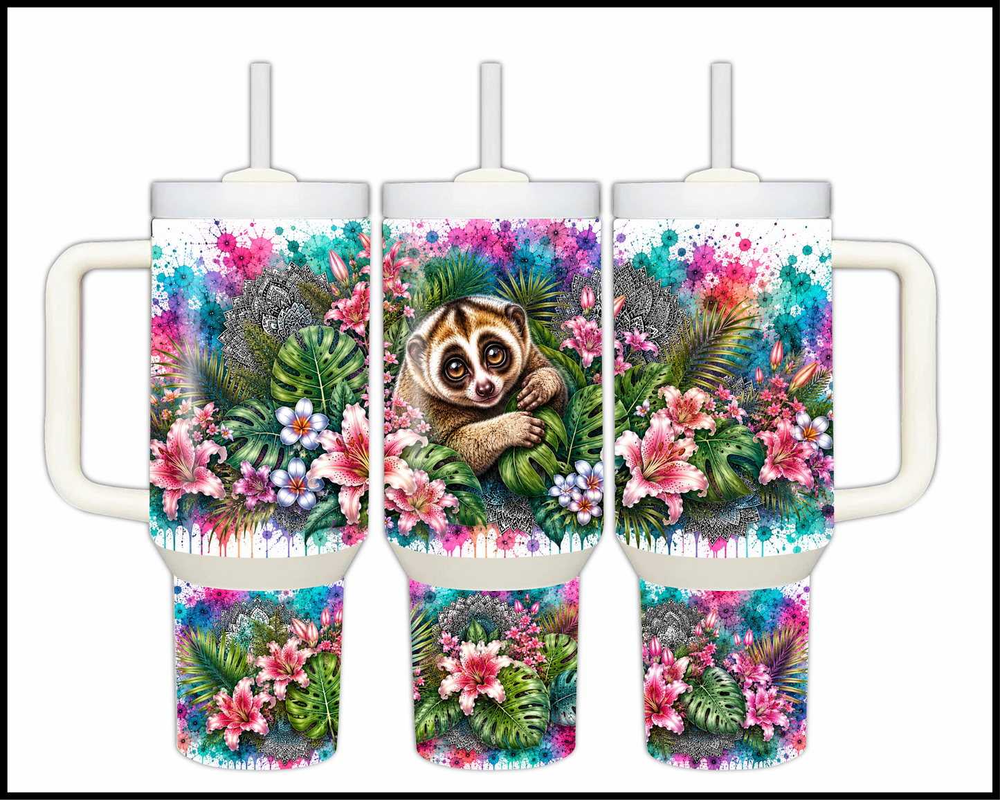 Botanical Bliss - Slow Loris Big Guzzler Stainless Steel Tumbler (1265)