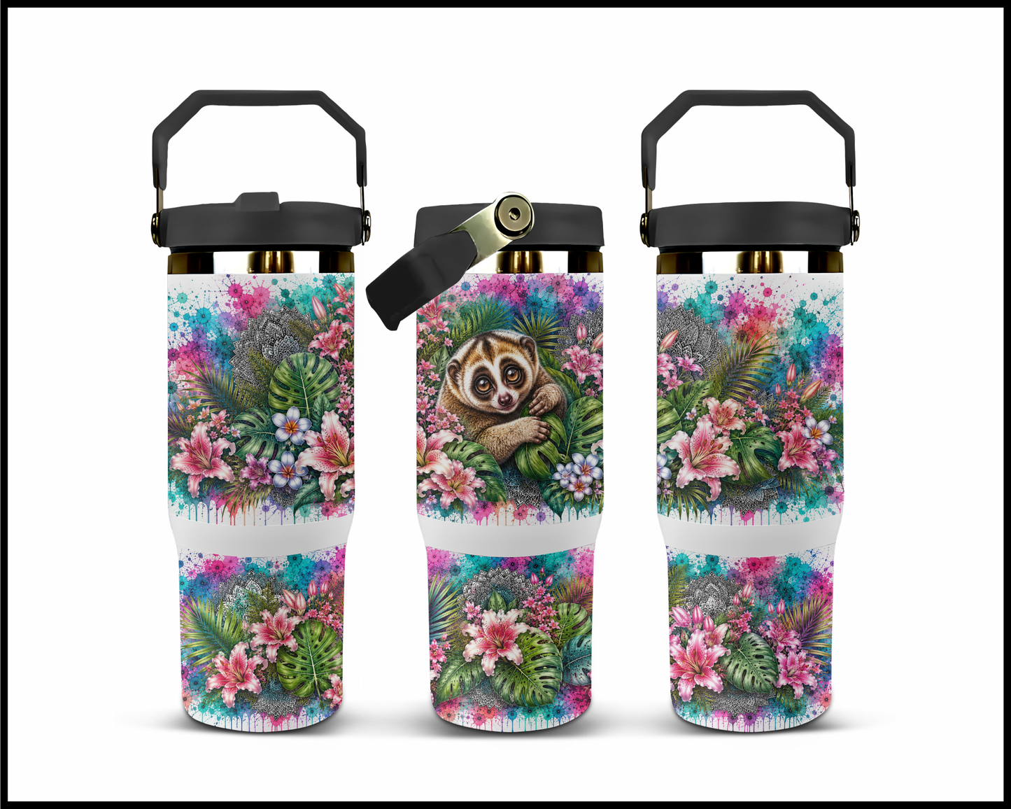 Botanical Bliss - Slow Loris Big Guzzler Stainless Steel Tumbler (1265)