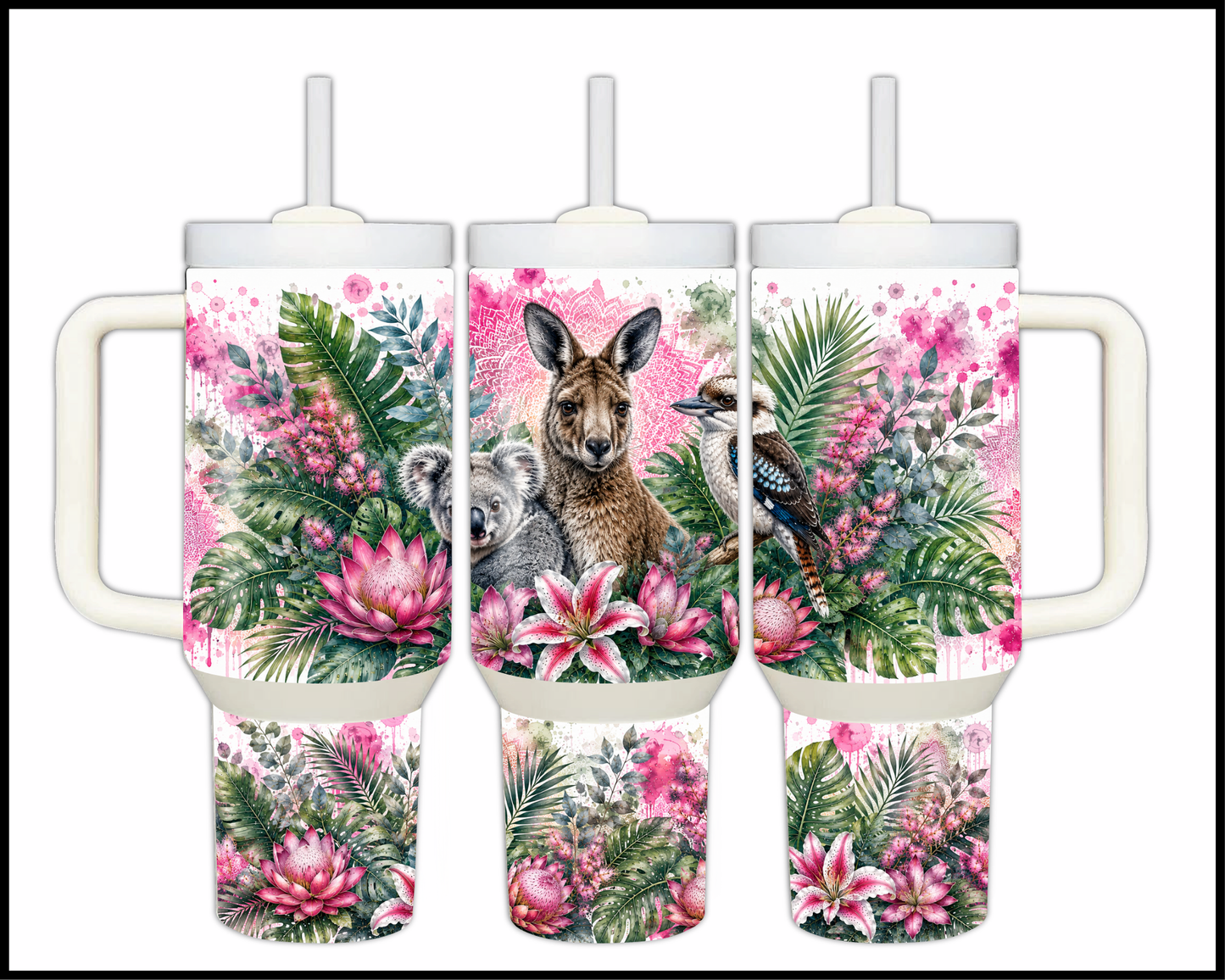 Botanical Bliss - Aussie Animals Big Guzzler Stainless Steel Tumbler (1266)