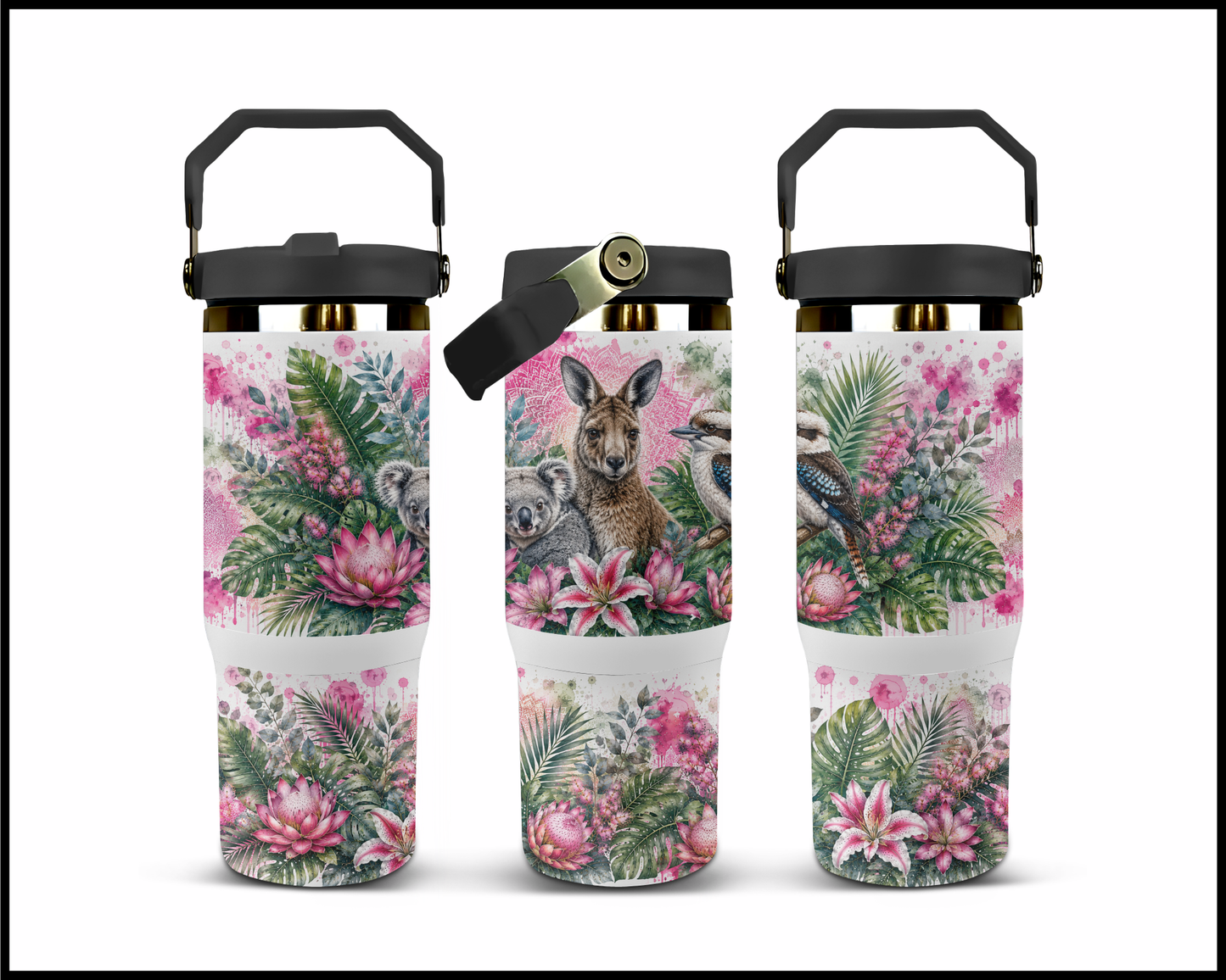 Botanical Bliss - Aussie Animals Big Guzzler Stainless Steel Tumbler (1266)