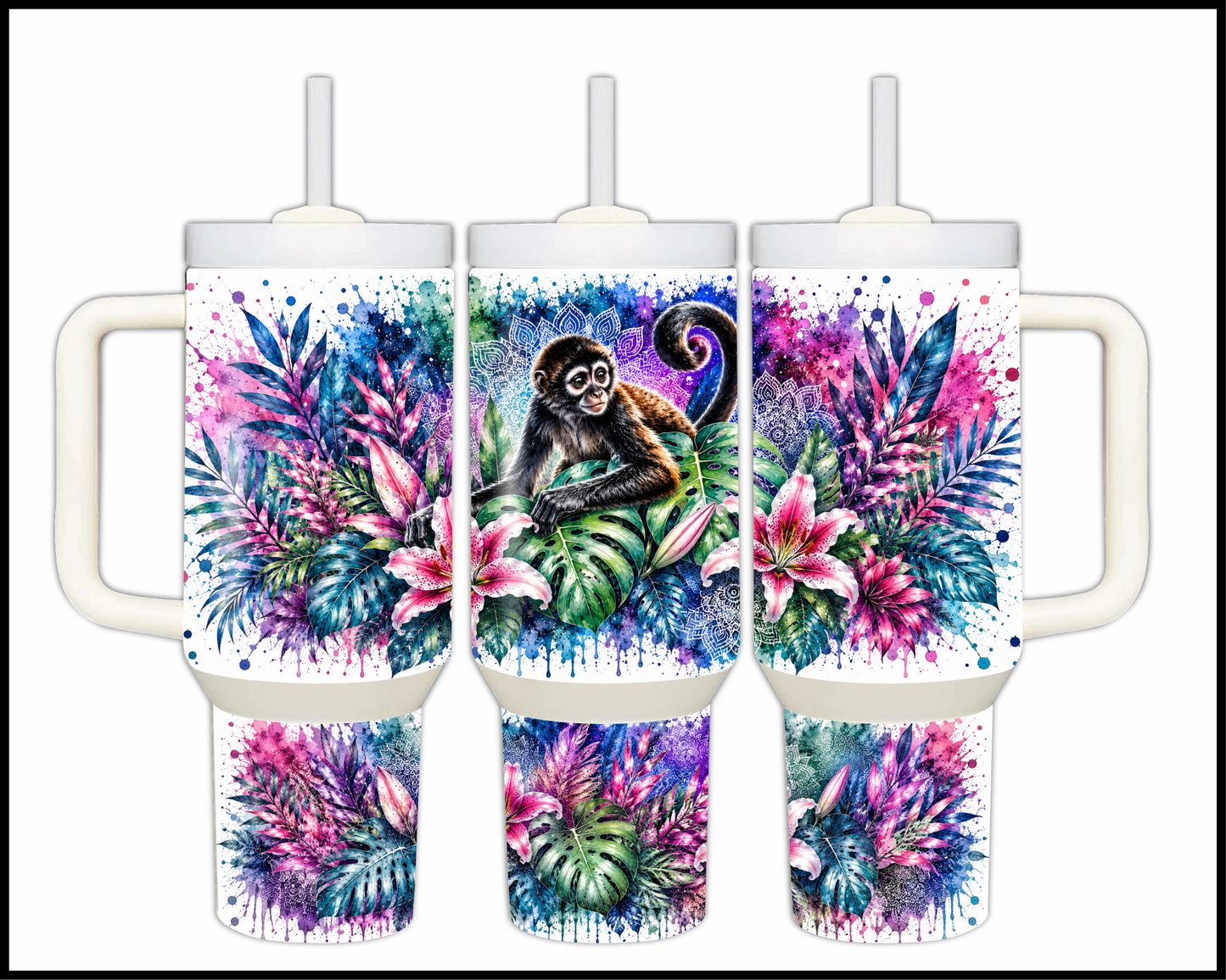 Botanical Bliss - Spider Monkey Big Guzzler Stainless Steel Tumbler (1267)