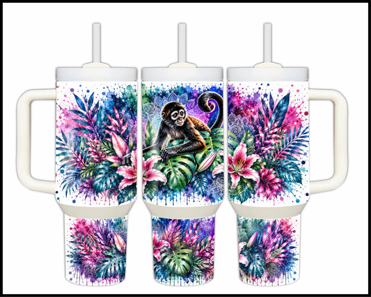 Botanical Bliss - Spider Monkey Big Guzzler Stainless Steel Tumbler (1267)