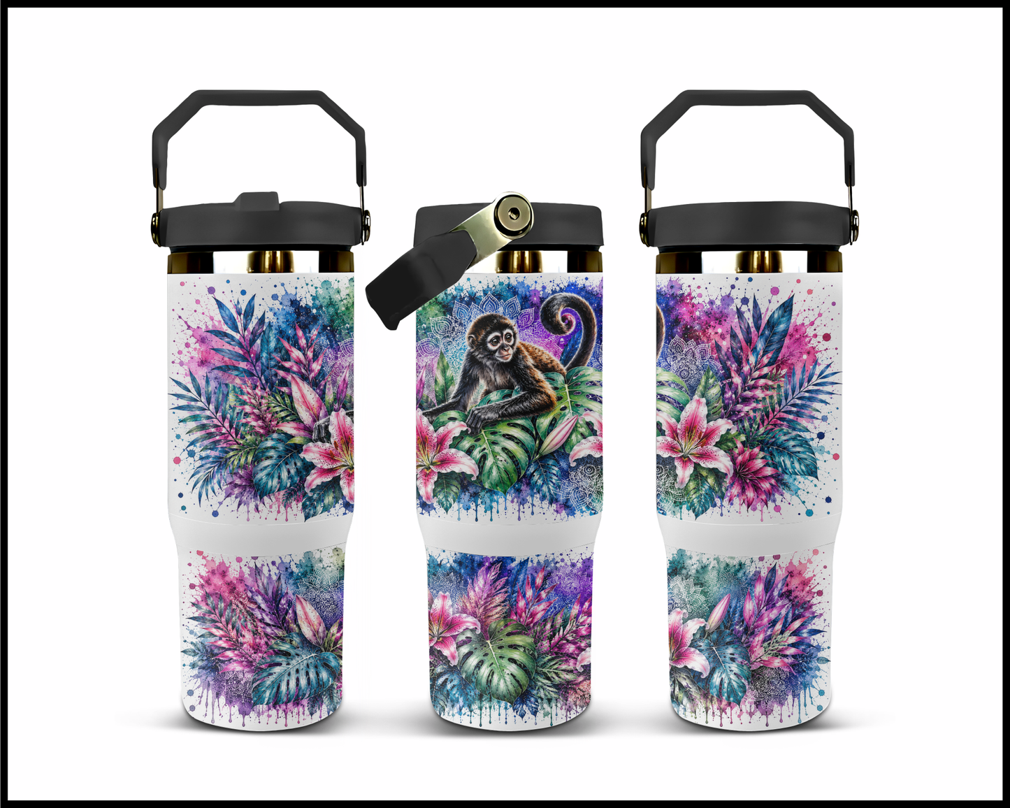 Botanical Bliss - Spider Monkey Big Guzzler Stainless Steel Tumbler (1267)