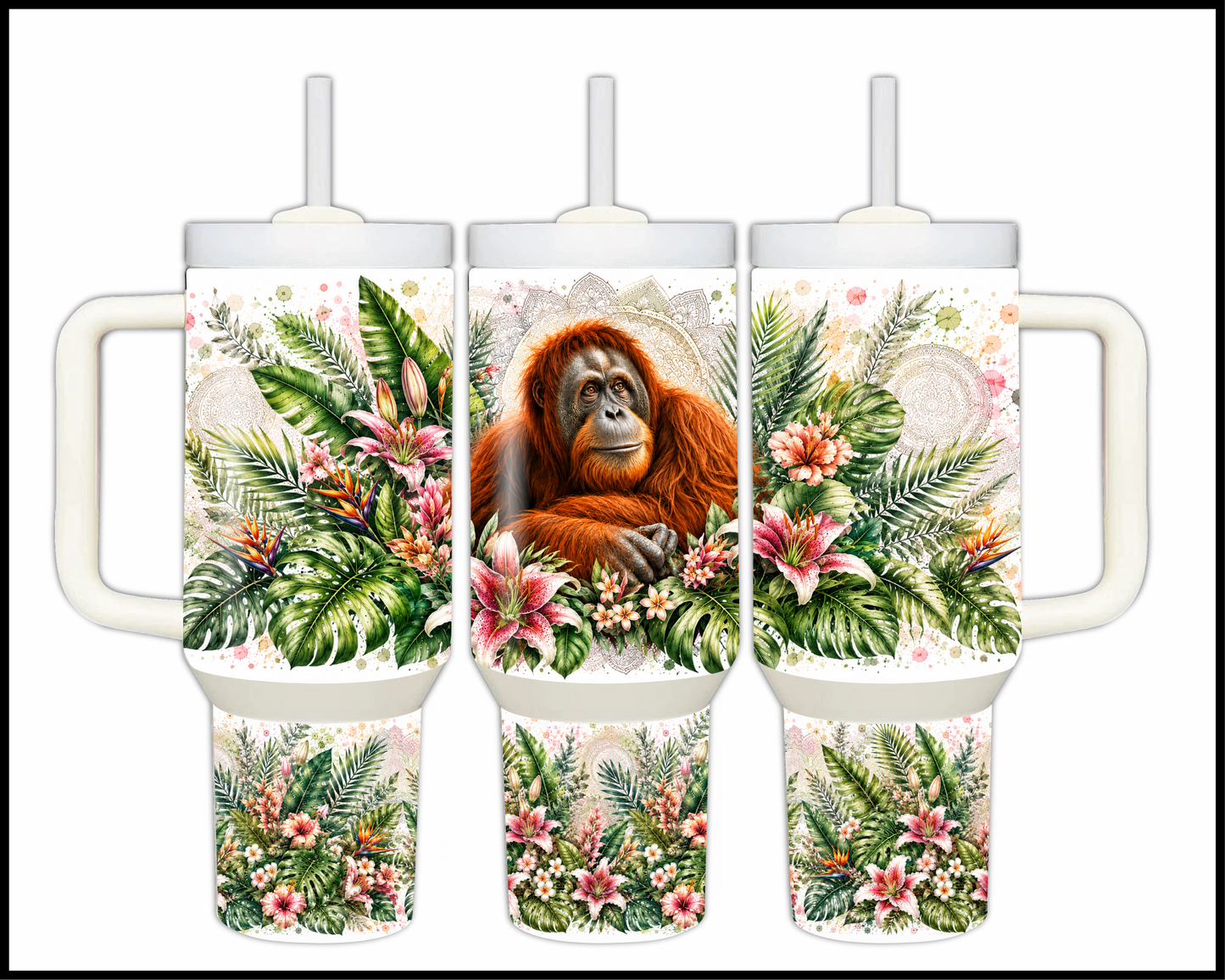 Botanical Bliss - Orangutan Big Guzzler Stainless Steel Tumbler (1269)