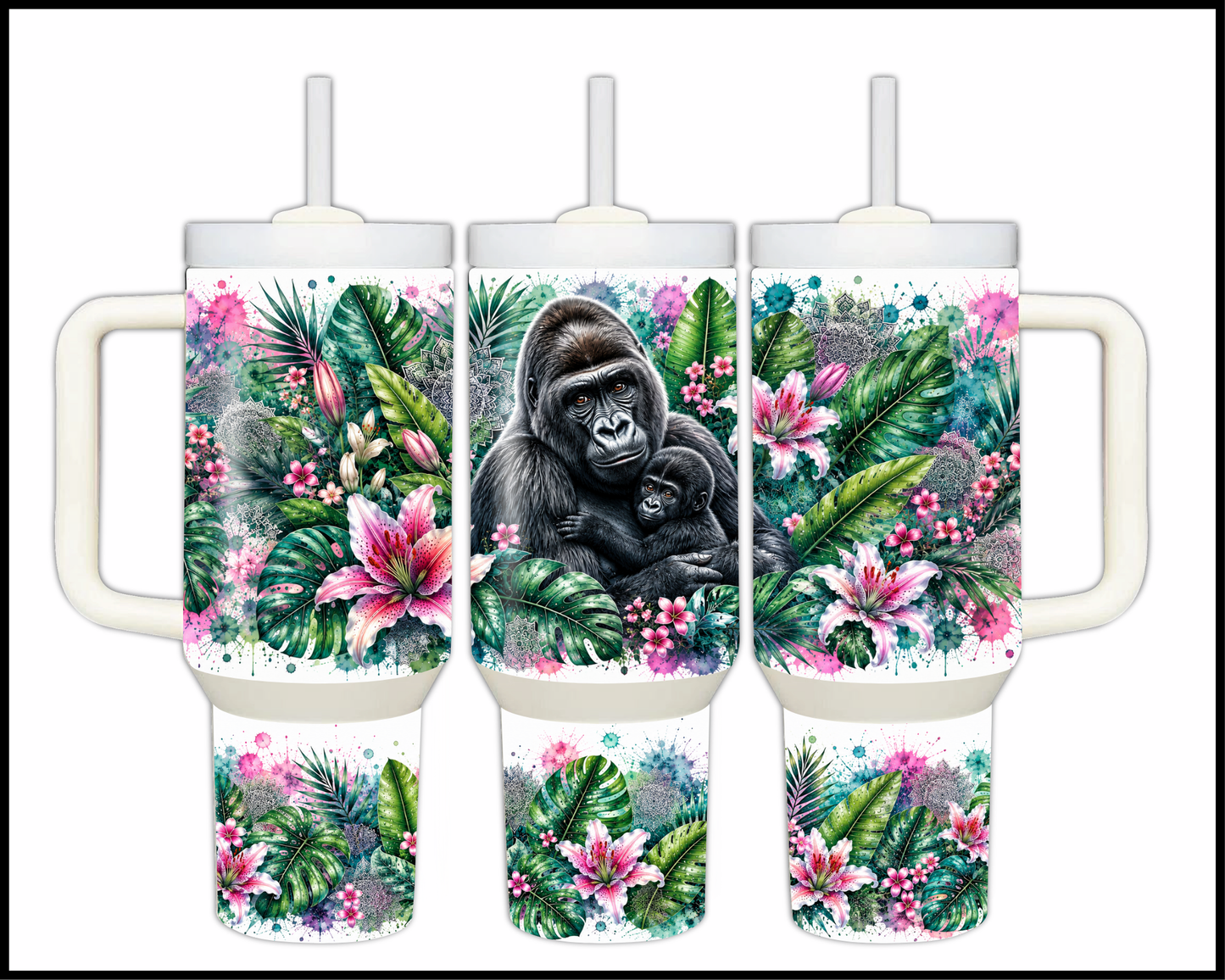 Botanical Bliss - Gorilla Big Guzzler Stainless Steel Tumbler (1270)