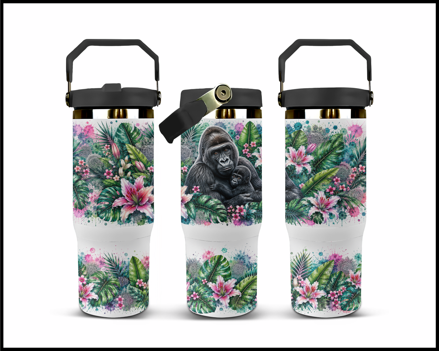 Botanical Bliss - Gorilla Big Guzzler Stainless Steel Tumbler (1270)