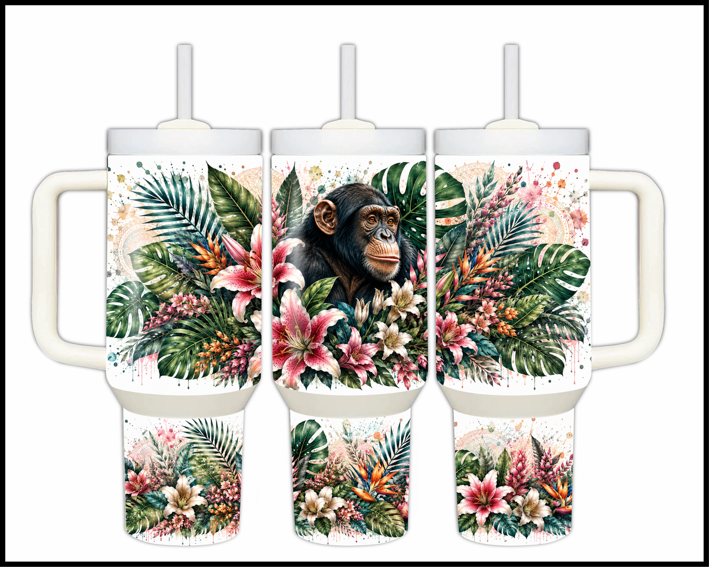 Botanical Bliss - Chimpanzee Big Guzzler Stainless Steel Tumbler (1271)