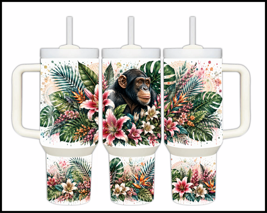 Botanical Bliss - Chimpanzee Big Guzzler Stainless Steel Tumbler (1271)