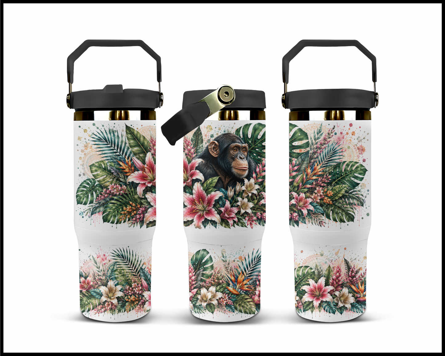 Botanical Bliss - Chimpanzee Big Guzzler Stainless Steel Tumbler (1271)