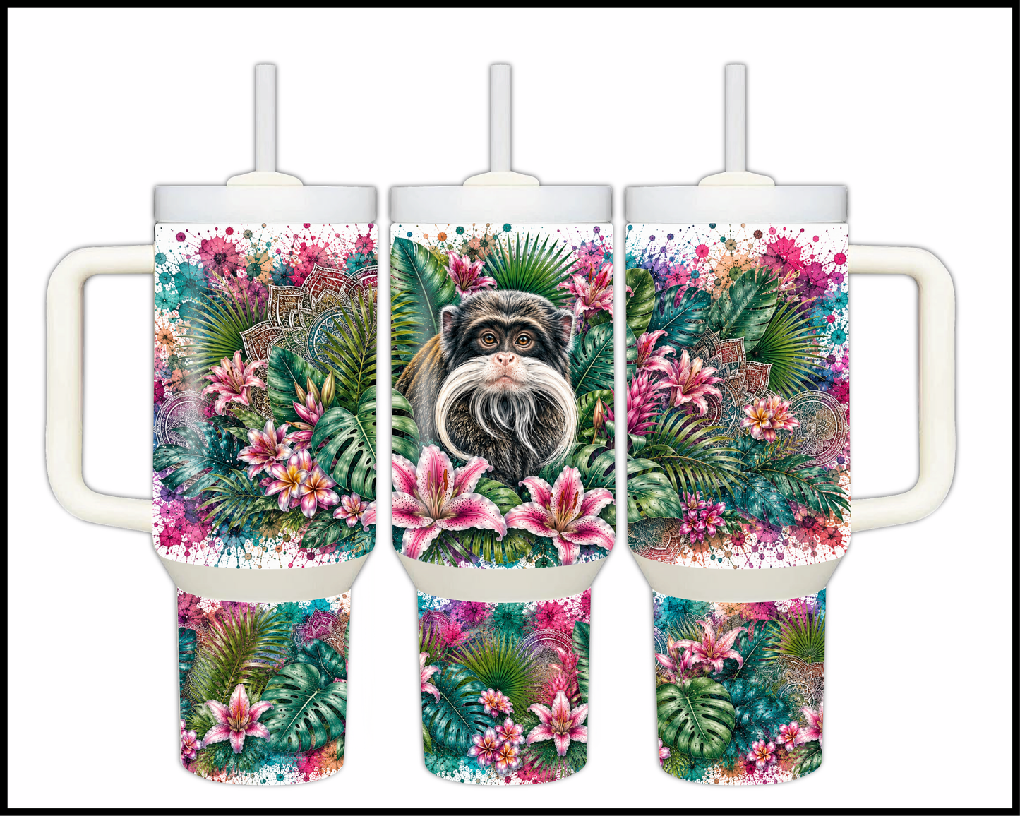 Botanical Bliss - Emperor Tamarin Big Guzzler Stainless Steel Tumbler (1273)