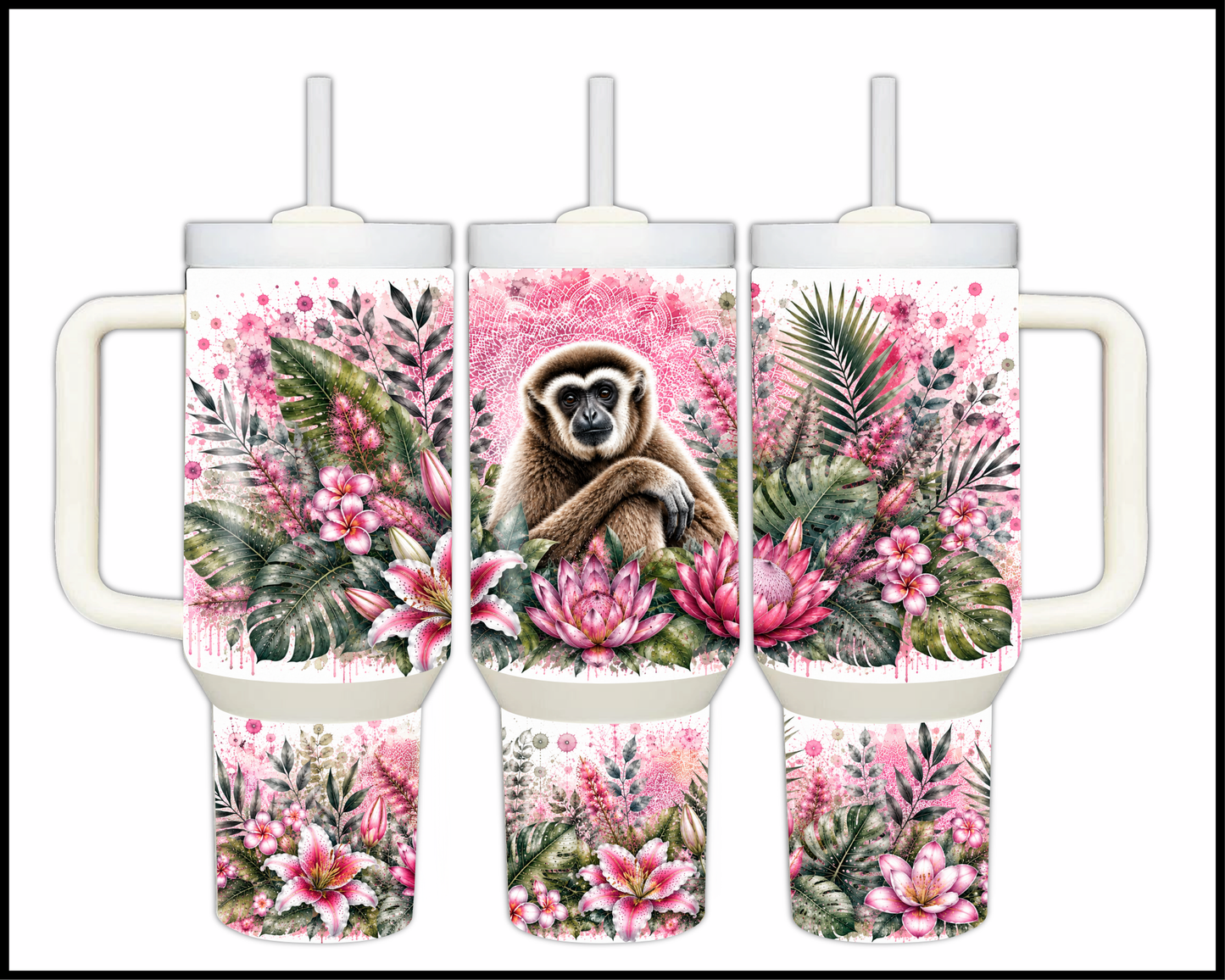 Botanical Bliss - Gibbon Big Guzzler Stainless Steel Tumbler (1275)