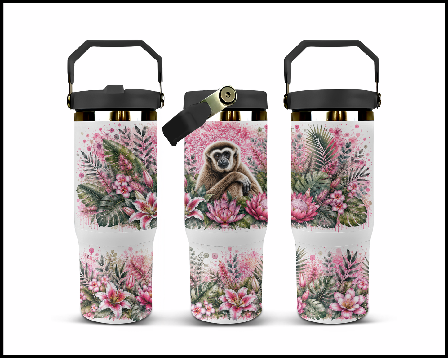 Botanical Bliss - Gibbon Big Guzzler Stainless Steel Tumbler (1275)