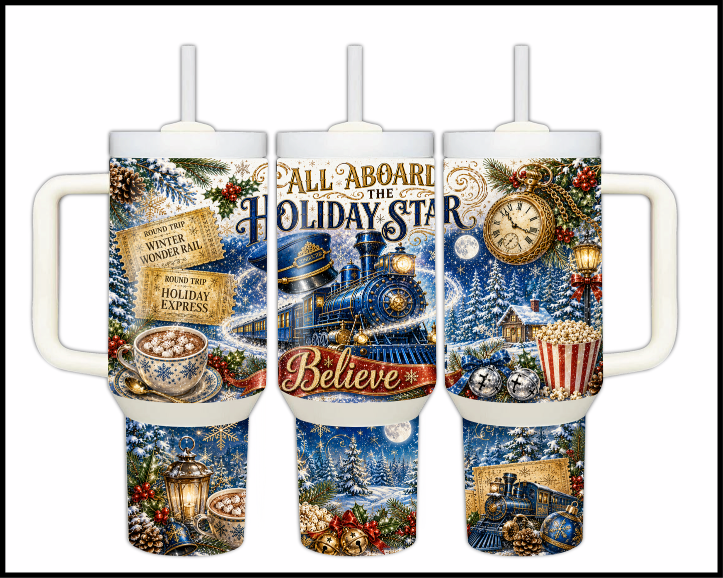 Polar Express Inspired Big Guzzler Stainless Steel Tumbler (1278)