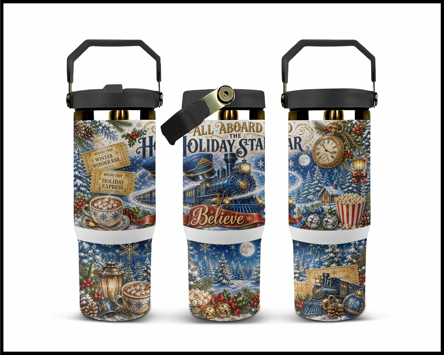 Polar Express Inspired Big Guzzler Stainless Steel Tumbler (1278)
