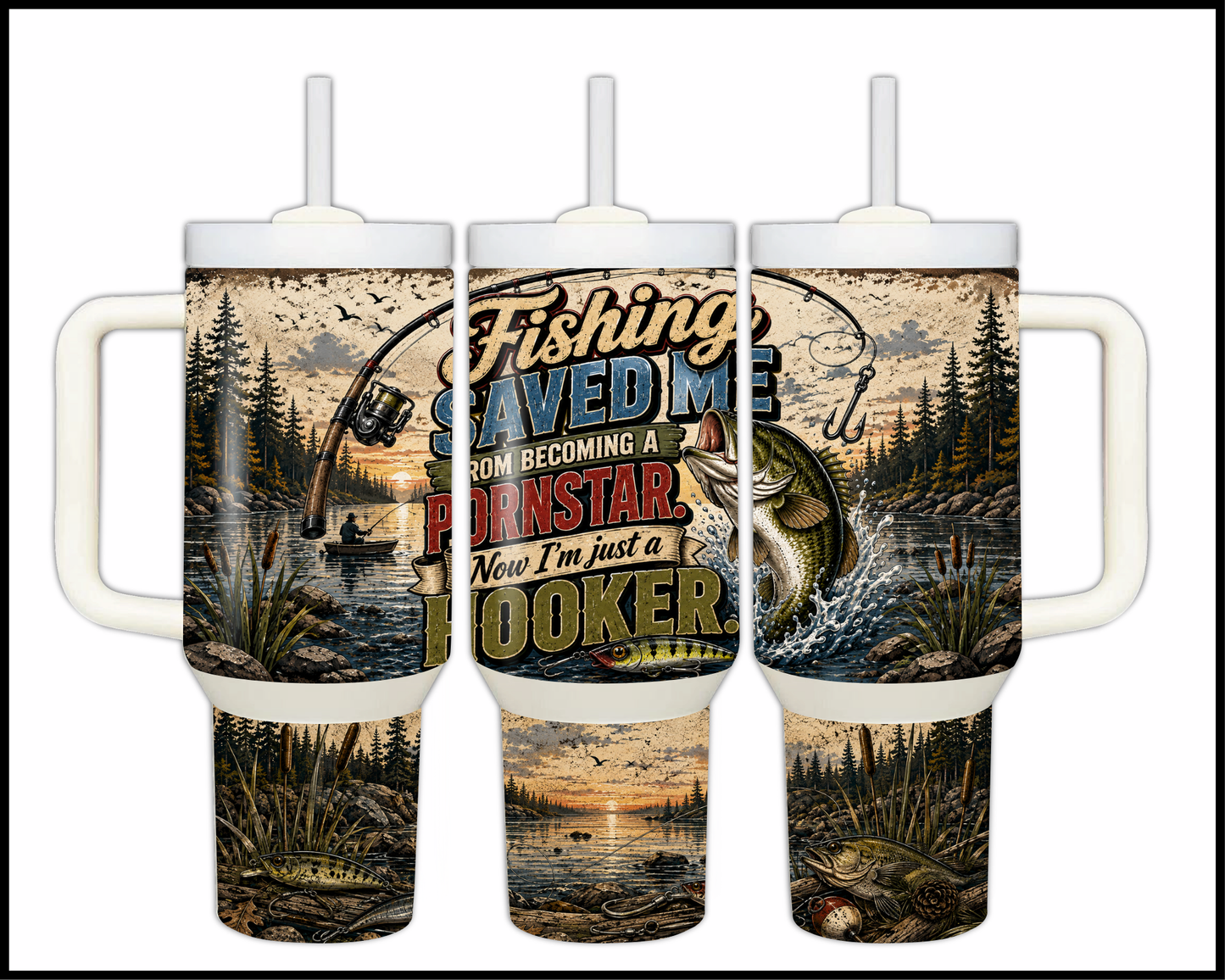 Fishing Saved Me Big Guzzler Stainless Steel Tumbler (1299)