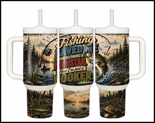 Fishing Saved Me Big Guzzler Stainless Steel Tumbler (1299)