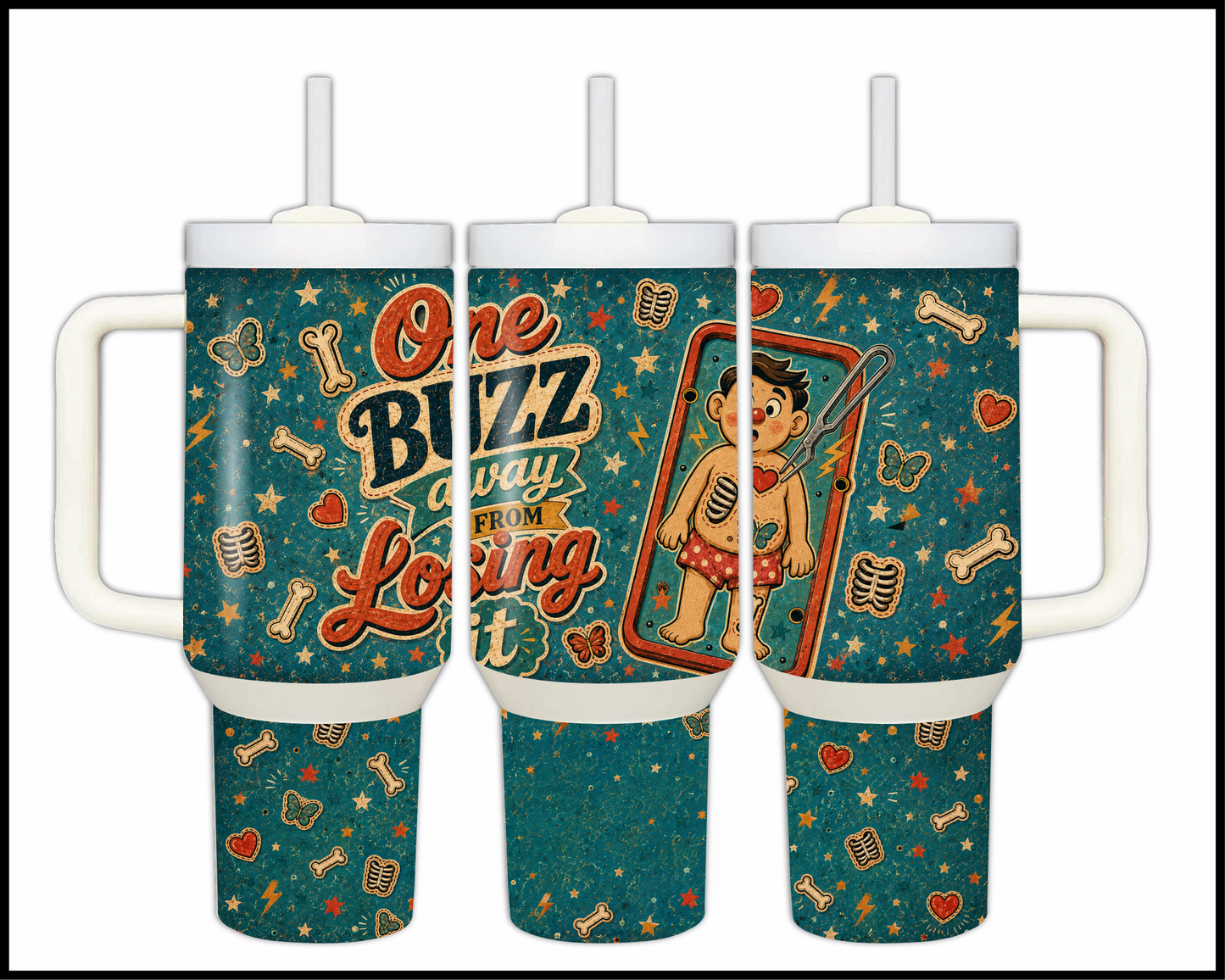 One Buzz Away From Losing It Big Guzzler Stainless Steel Tumbler (1302)