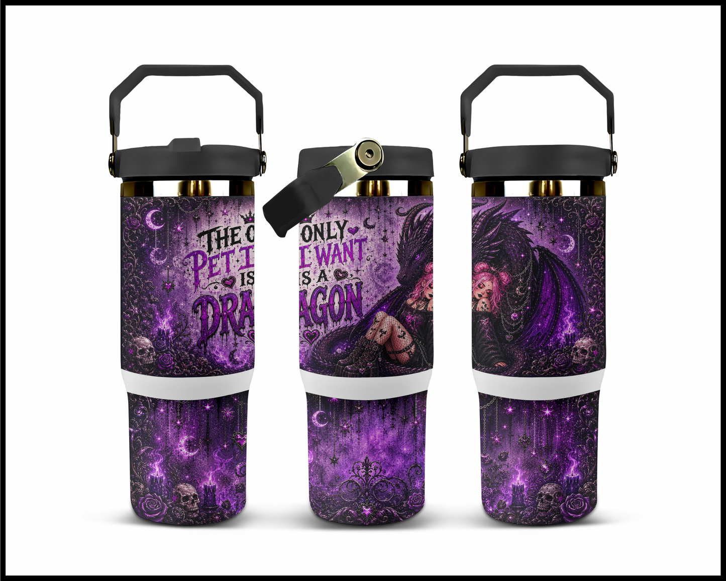 The Only Pet I Want Is A Dragon Big Guzzler Stainless Steel Tumbler (1303)