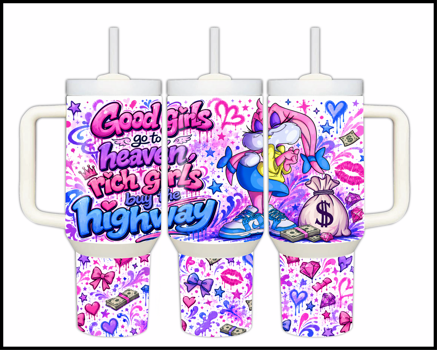 Rich Girls Buy The Highway Big Guzzler Stainless Steel Tumbler (1354)