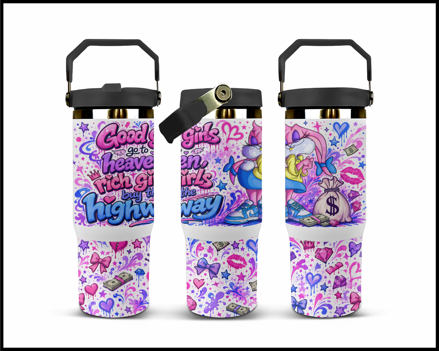 Rich Girls Buy The Highway Big Guzzler Stainless Steel Tumbler (1354)