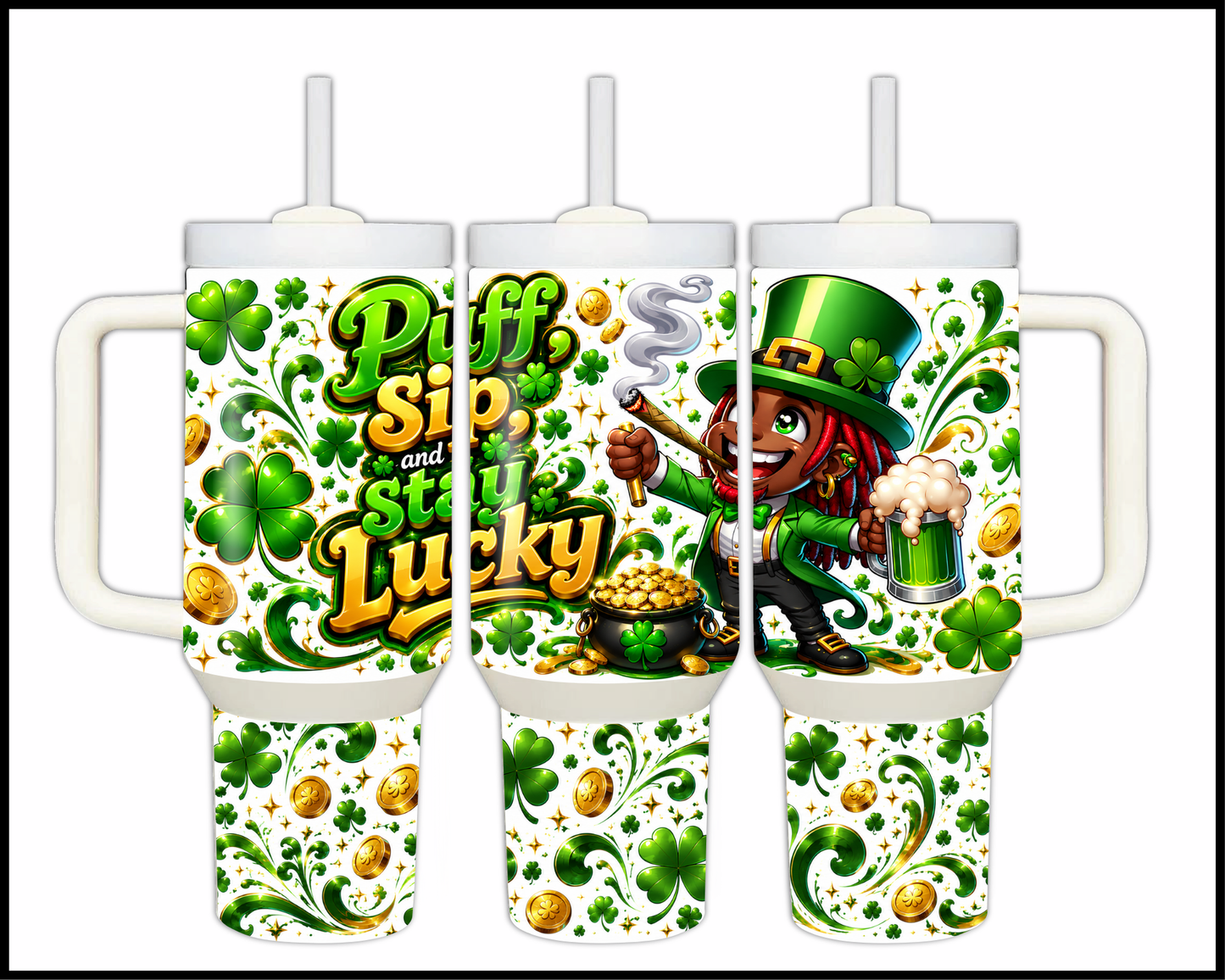 Puff, Sip & Stay Lucky Big Guzzler Stainless Steel Tumbler (1357)