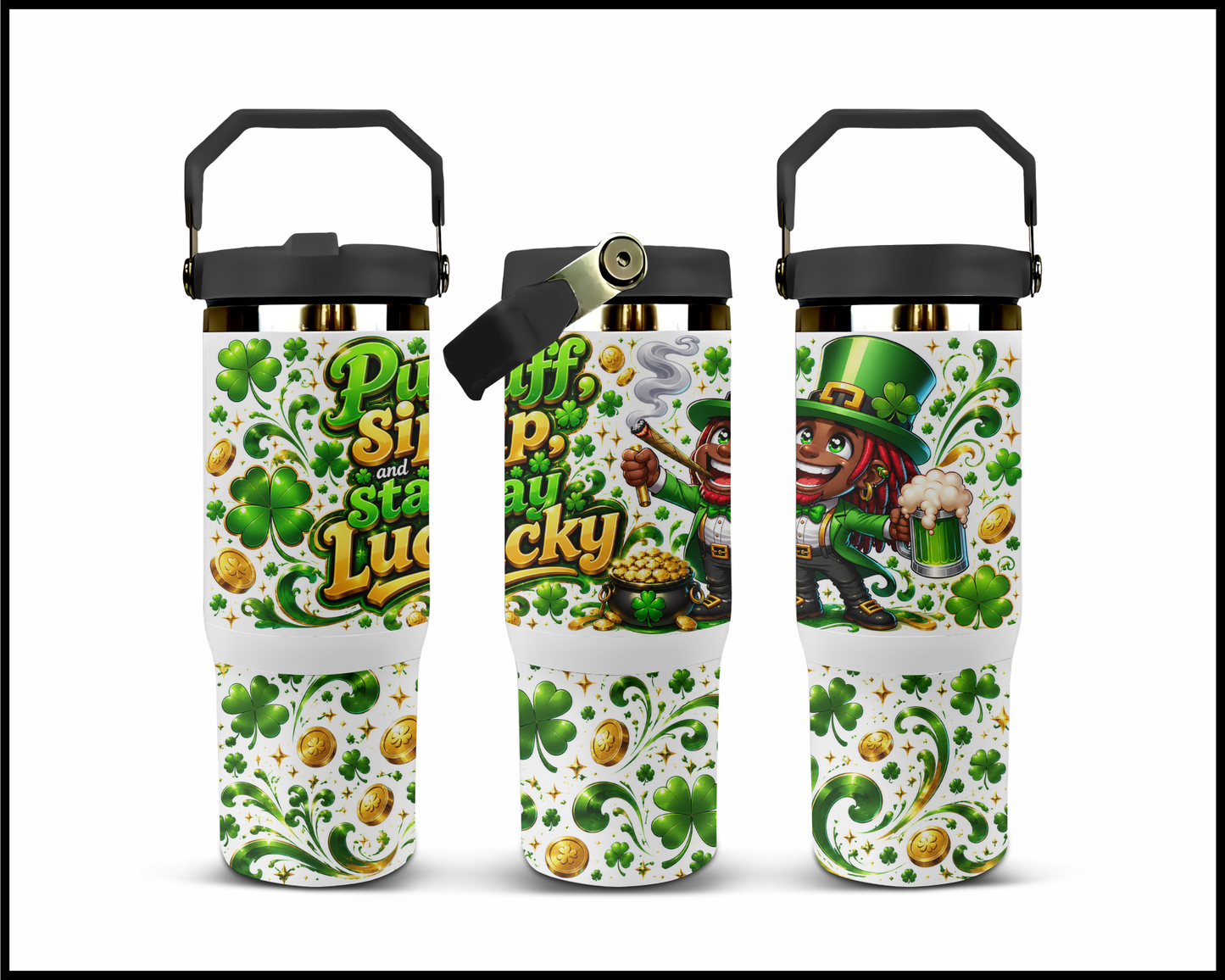 Puff, Sip & Stay Lucky Big Guzzler Stainless Steel Tumbler (1357)