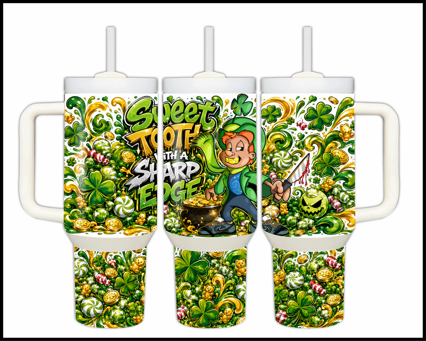 Sweet Tooth With A Sharp Edge Big Guzzler Stainless Steel Tumbler (1361)
