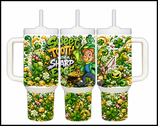 Sweet Tooth With A Sharp Edge Big Guzzler Stainless Steel Tumbler (1361)