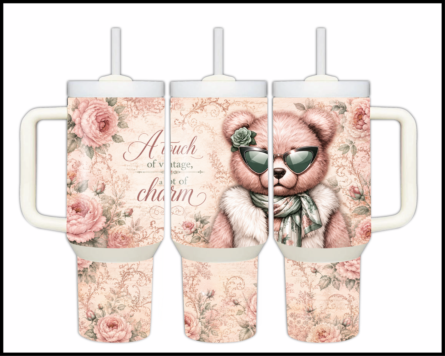 A Touch Of Vintage A Lot Of Charm Big Guzzler Stainless Steel Tumbler (1364)