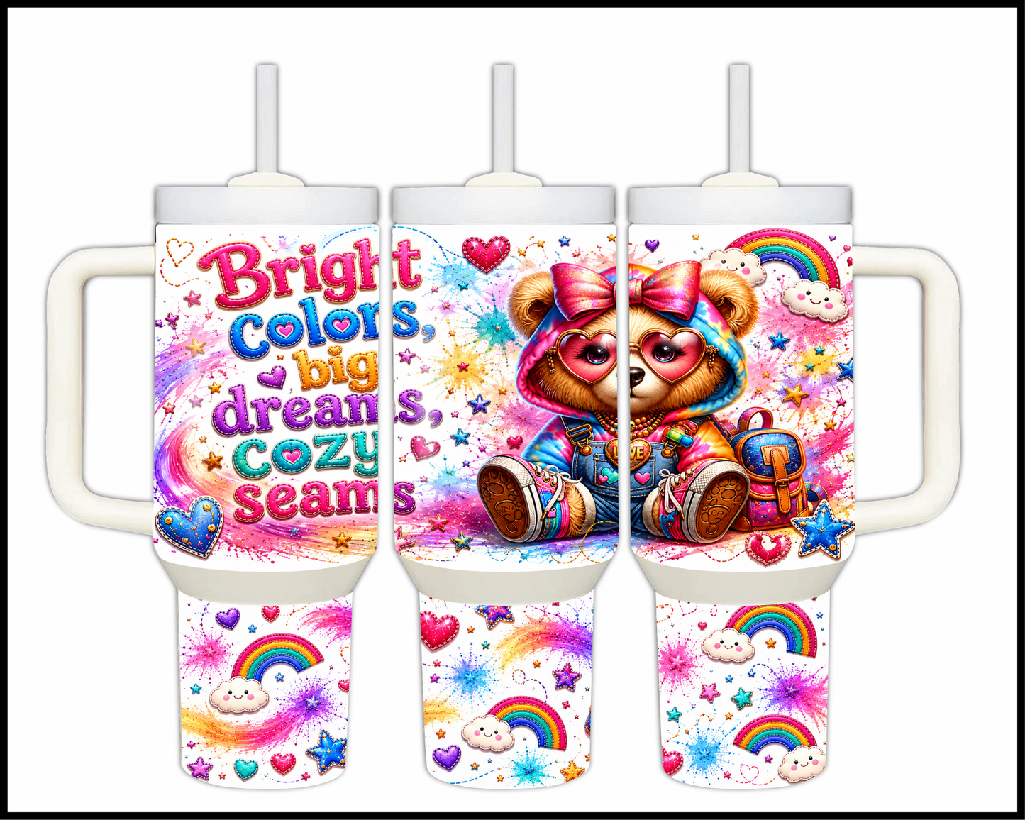 Bright Colors, Big Dreams and Cozy Seams Big Guzzler Stainless Steel Tumbler (1365)