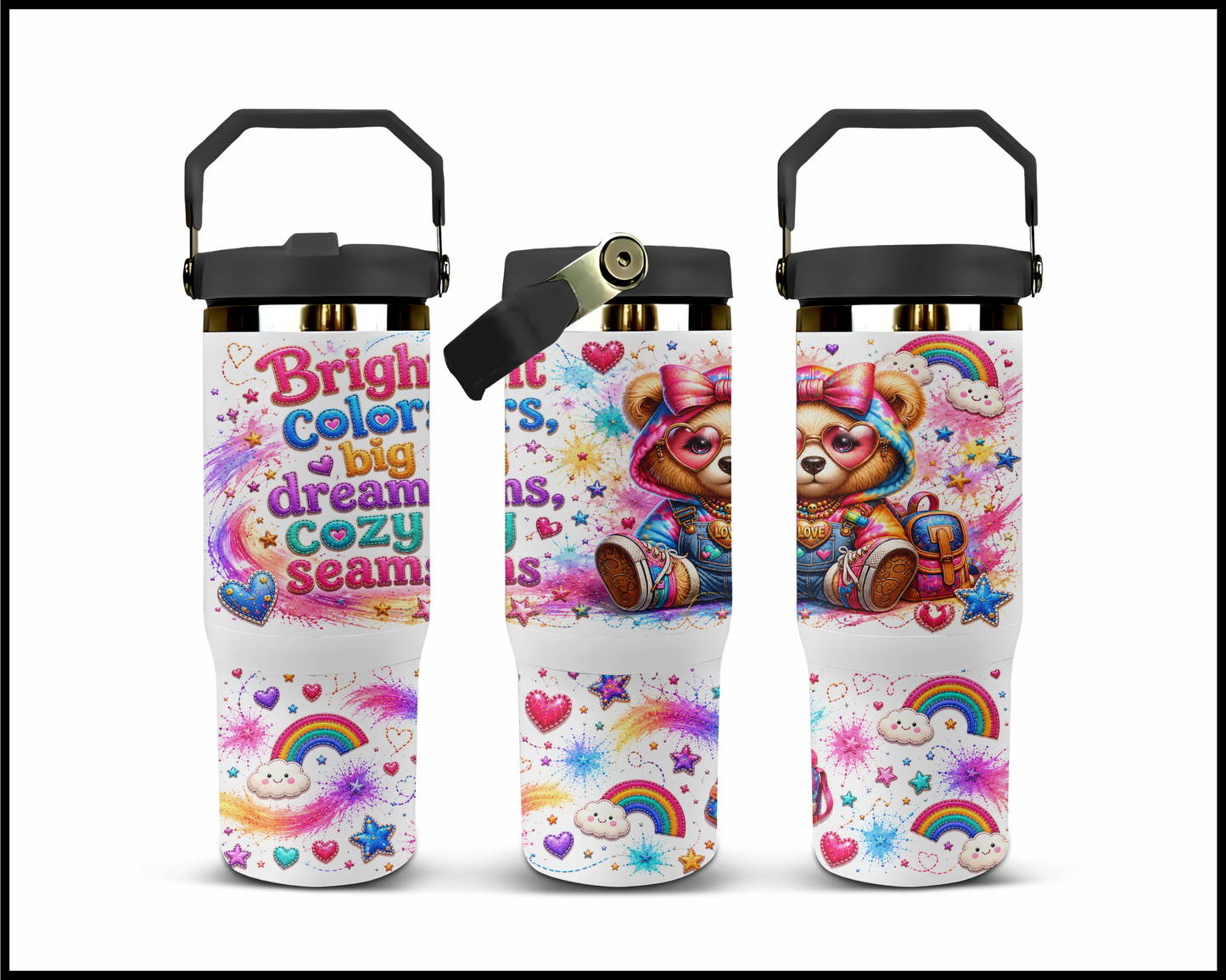 Bright Colors, Big Dreams and Cozy Seams Big Guzzler Stainless Steel Tumbler (1365)