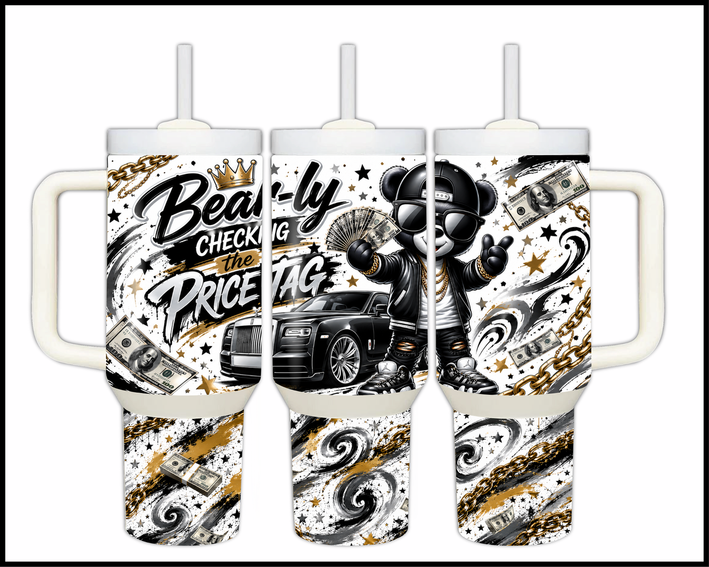 Bear-ly Checking The Price Tag Big Guzzler Stainless Steel Tumbler (1366)