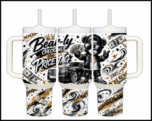 Bear-ly Checking The Price Tag Big Guzzler Stainless Steel Tumbler (1366)