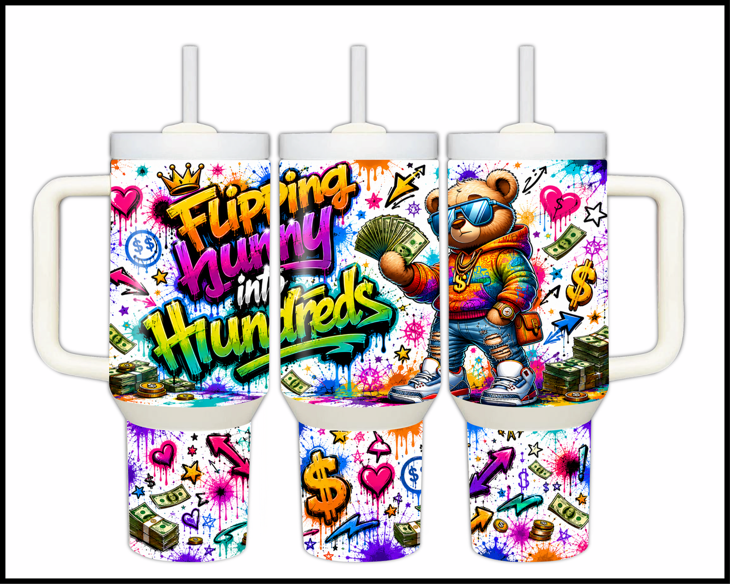 Flipping Hunny Into Hundreds Big Guzzler Stainless Steel Tumbler (1377)