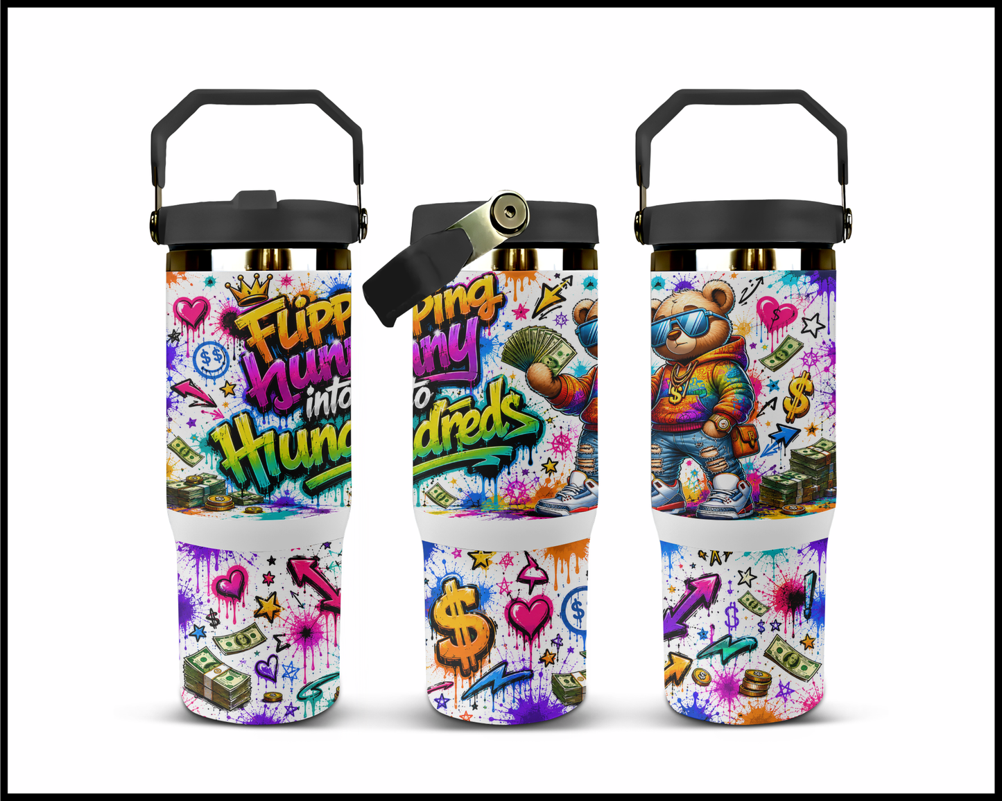 Flipping Hunny Into Hundreds Big Guzzler Stainless Steel Tumbler (1377)