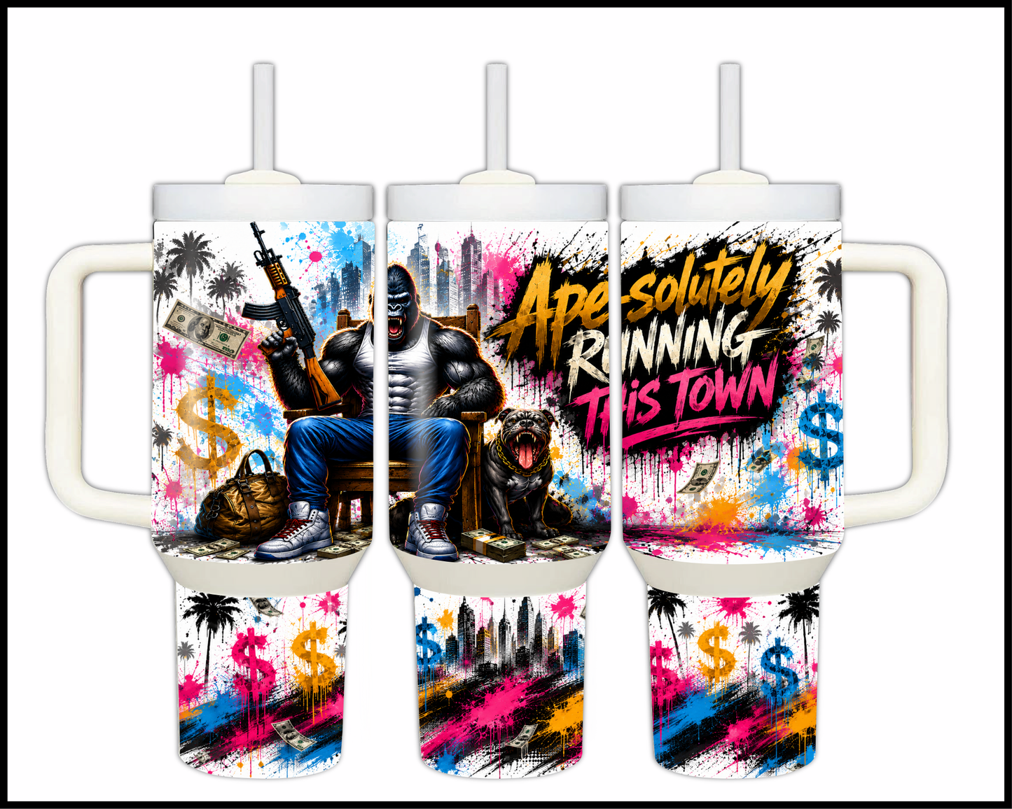 Ape-Solutely Running This Town Big Guzzler Stainless Steel Tumbler (1385)